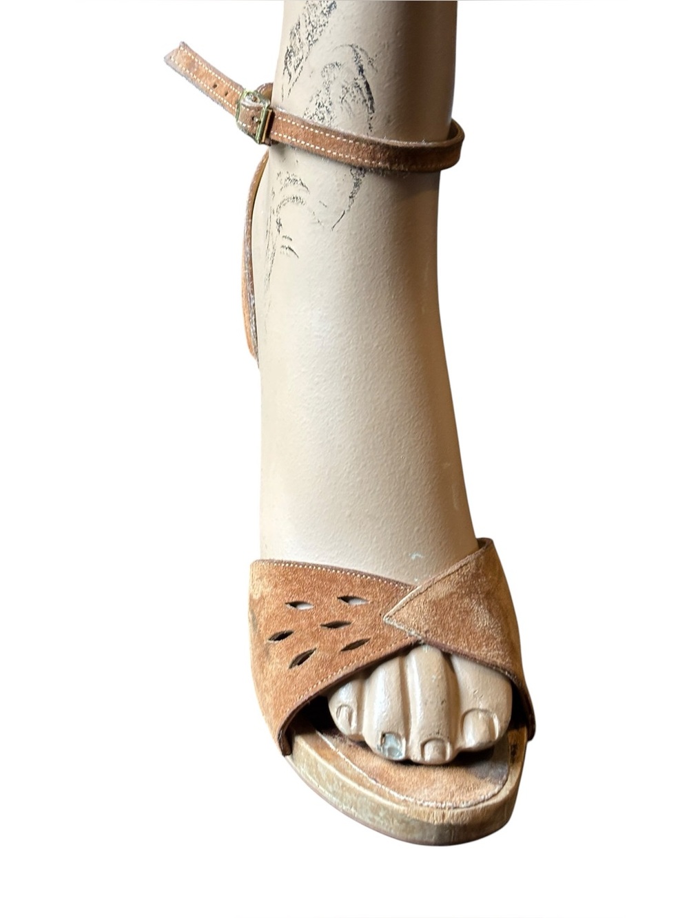 Vintage 1970’s Baretraps Wooden Sandals, Size 9